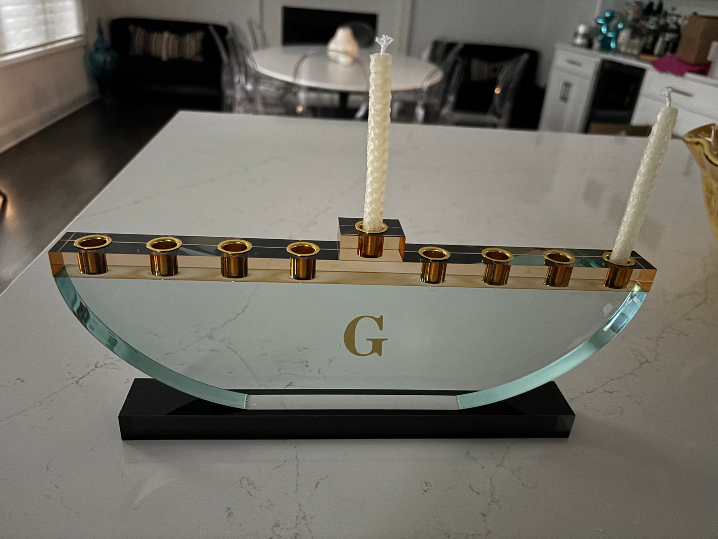 Personalized turquoise acrylic menorah