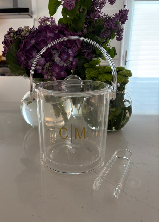 Personalized acrylic 1 1/2 qt double wall ice bucket - minimalist monogram