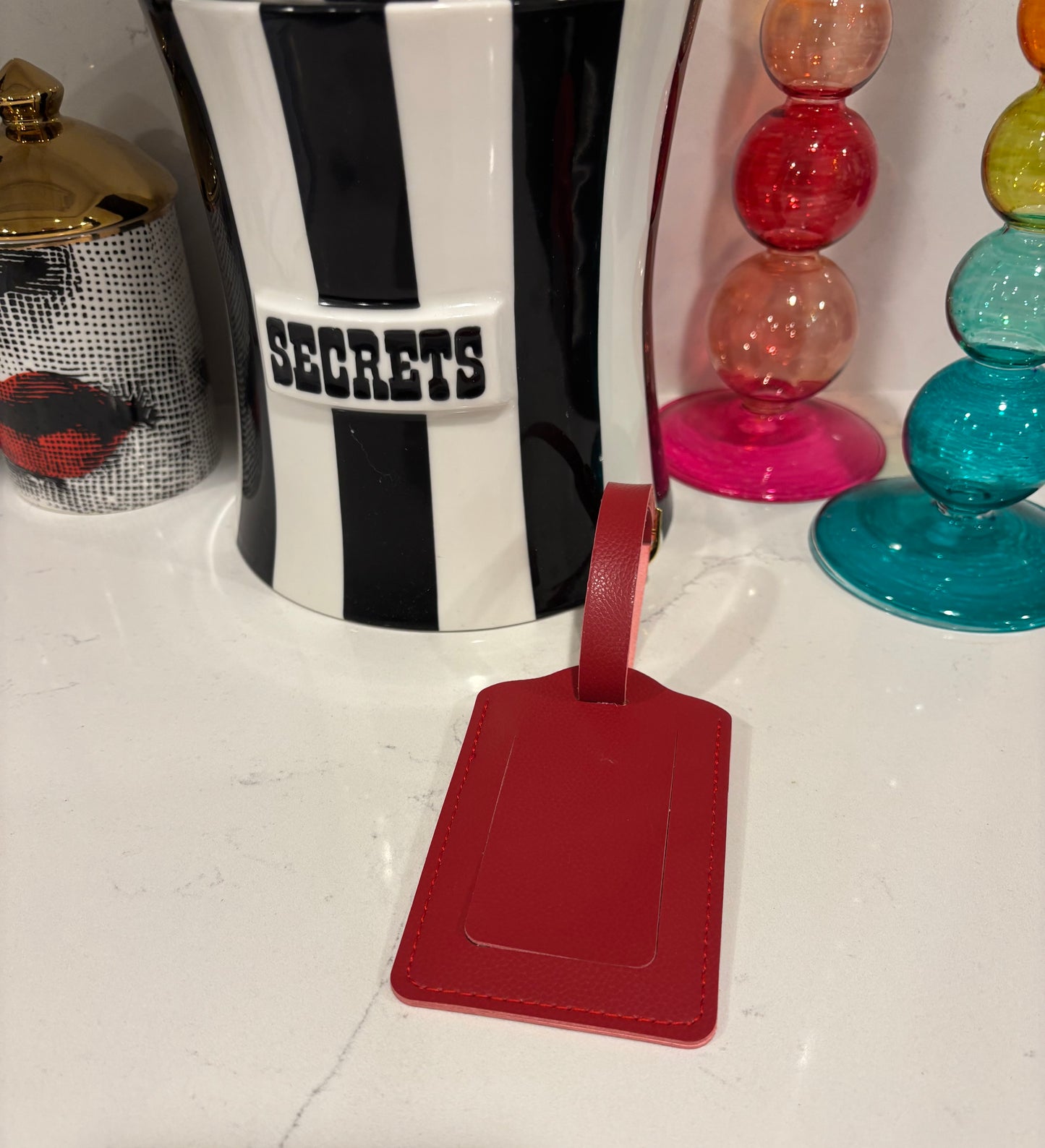 Personalized leather luggage tag