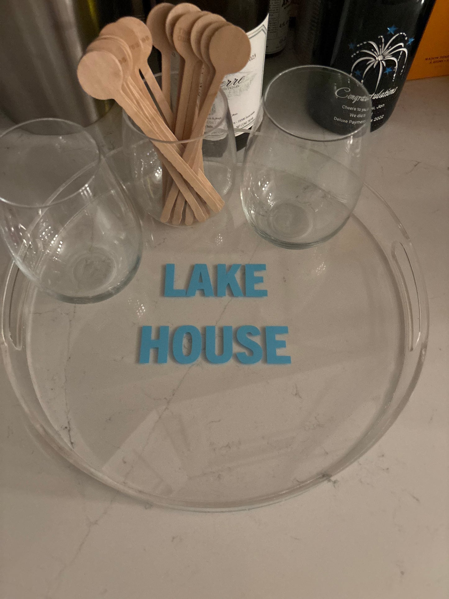 Personalized 13” acrylic round tray