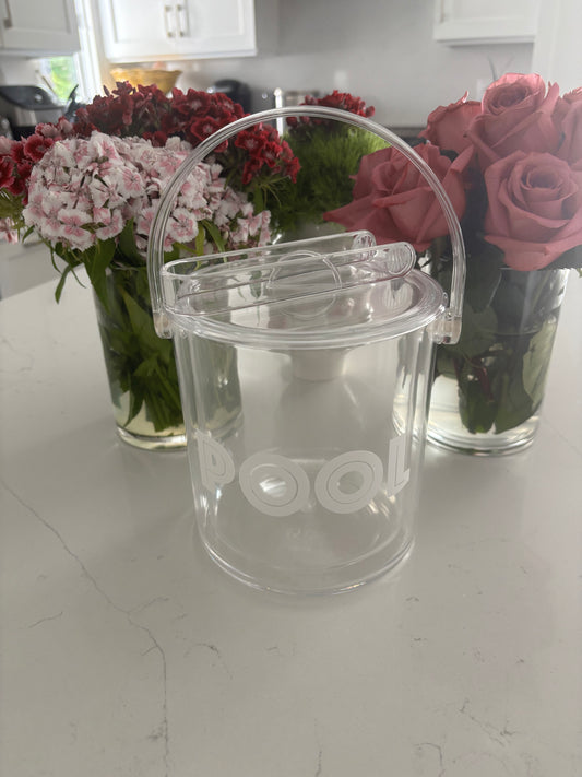Personalized clear acrylic 1 1/2 qt double wall ice bucket - POOL