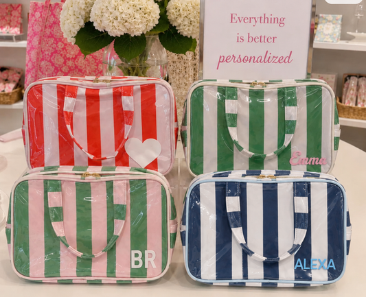 Personalized coated makeup bag with tassle closure-  x large