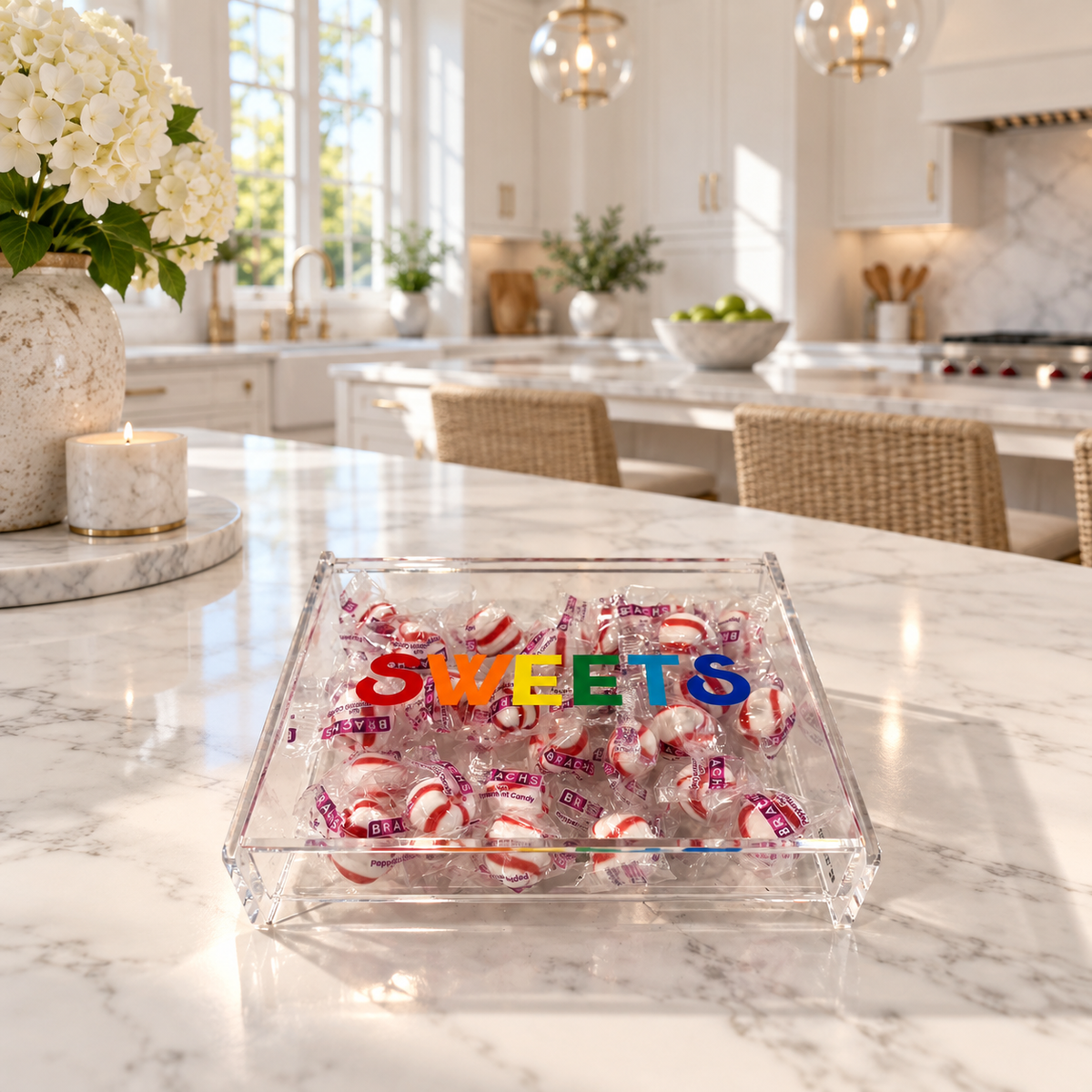Personalized 6" x 8" clear acrylic catchall jewelry box with removable top