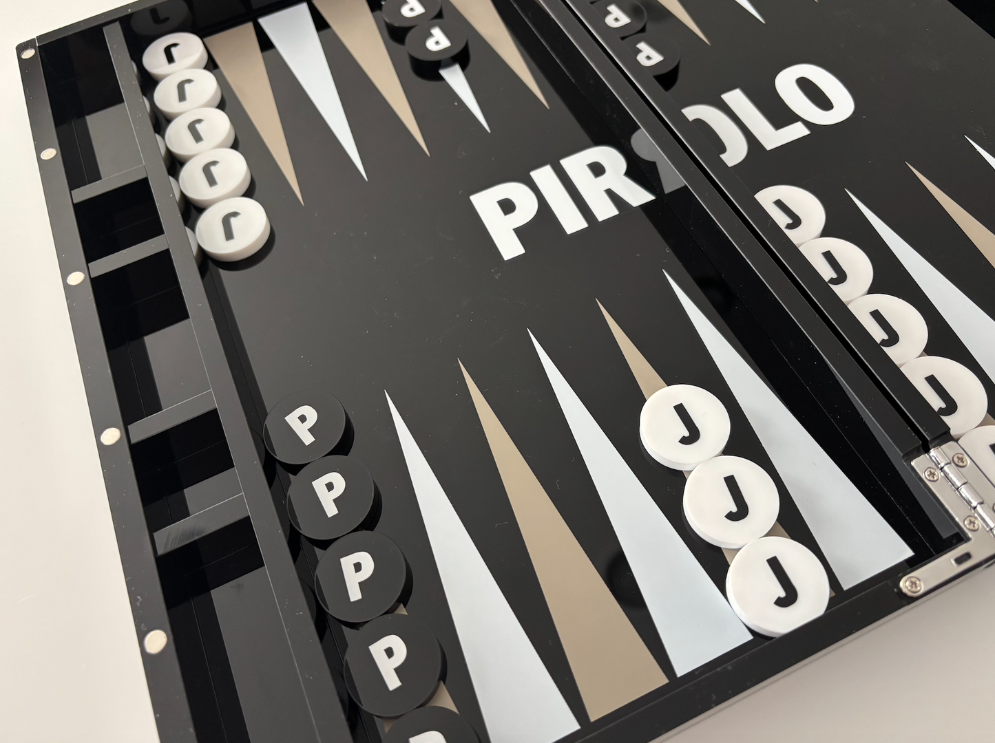 Personalized black and white acrylic backgammon set