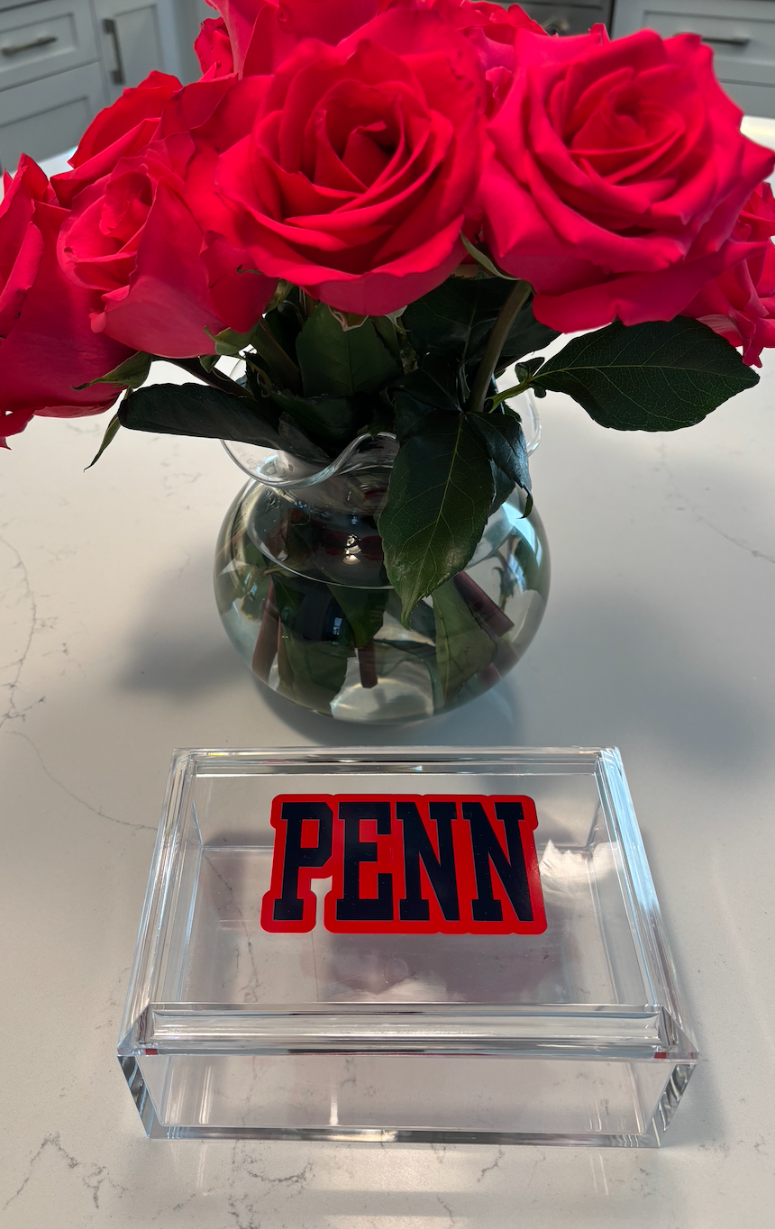 Personalized  4" x 6" clear acrylic keepsake box - PENN