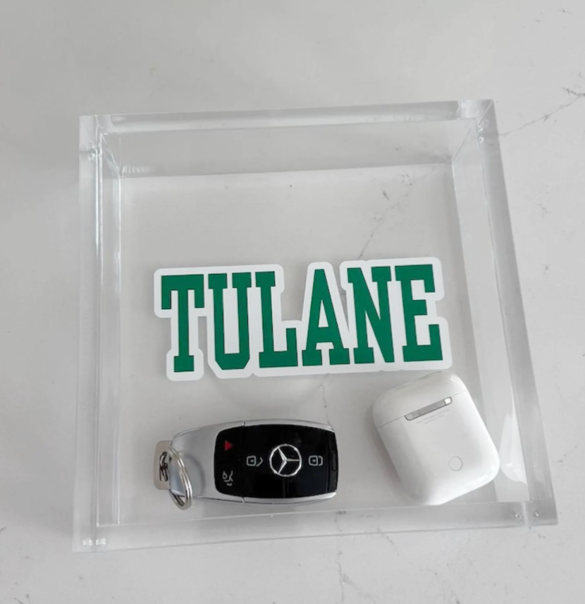 Personalized 6” x 6” acrylic thick catch all tray -TULANE