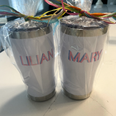 Personalized 20 ounce white stainless steel tumbler with lid