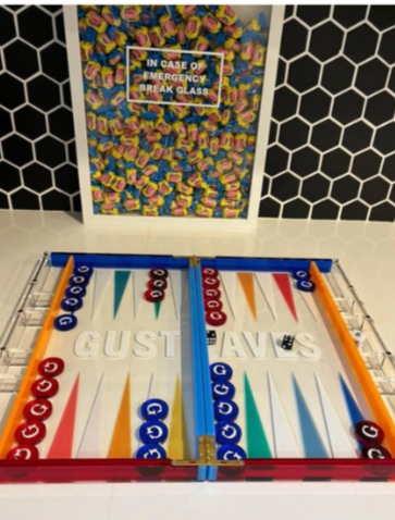 Personalized multi colored acrylic backgammon set