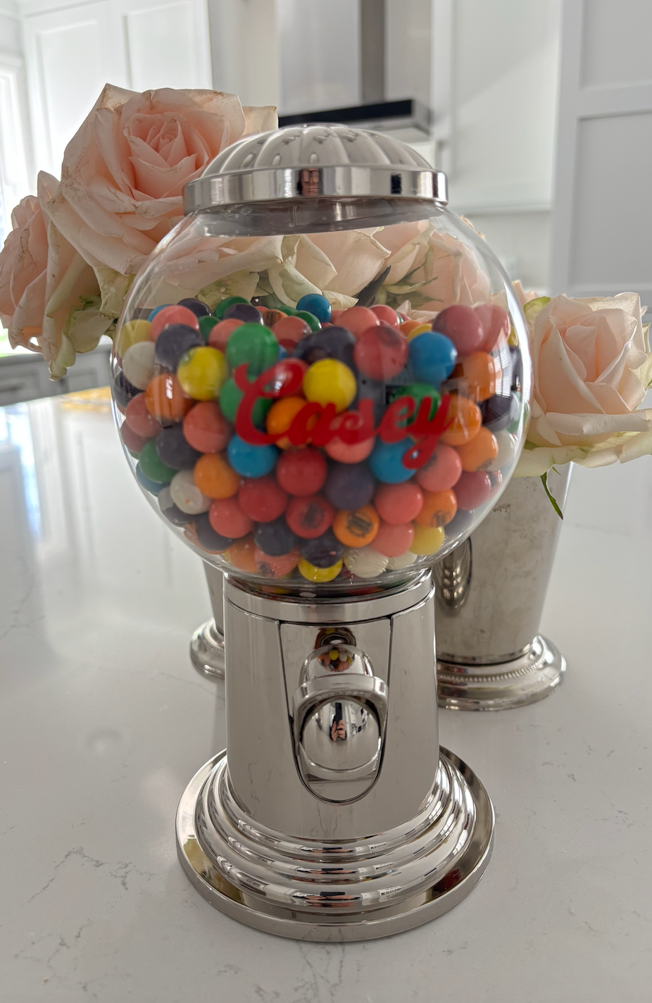 Personalized SILVER metal gumball machine (gumballs not included)