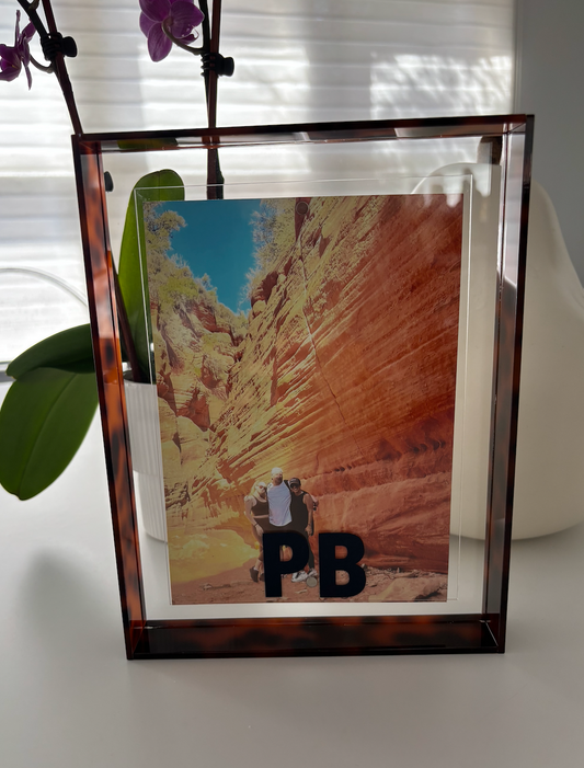 Personalized 5" x 7" monogrammed  tort  acrylic magnetic frame