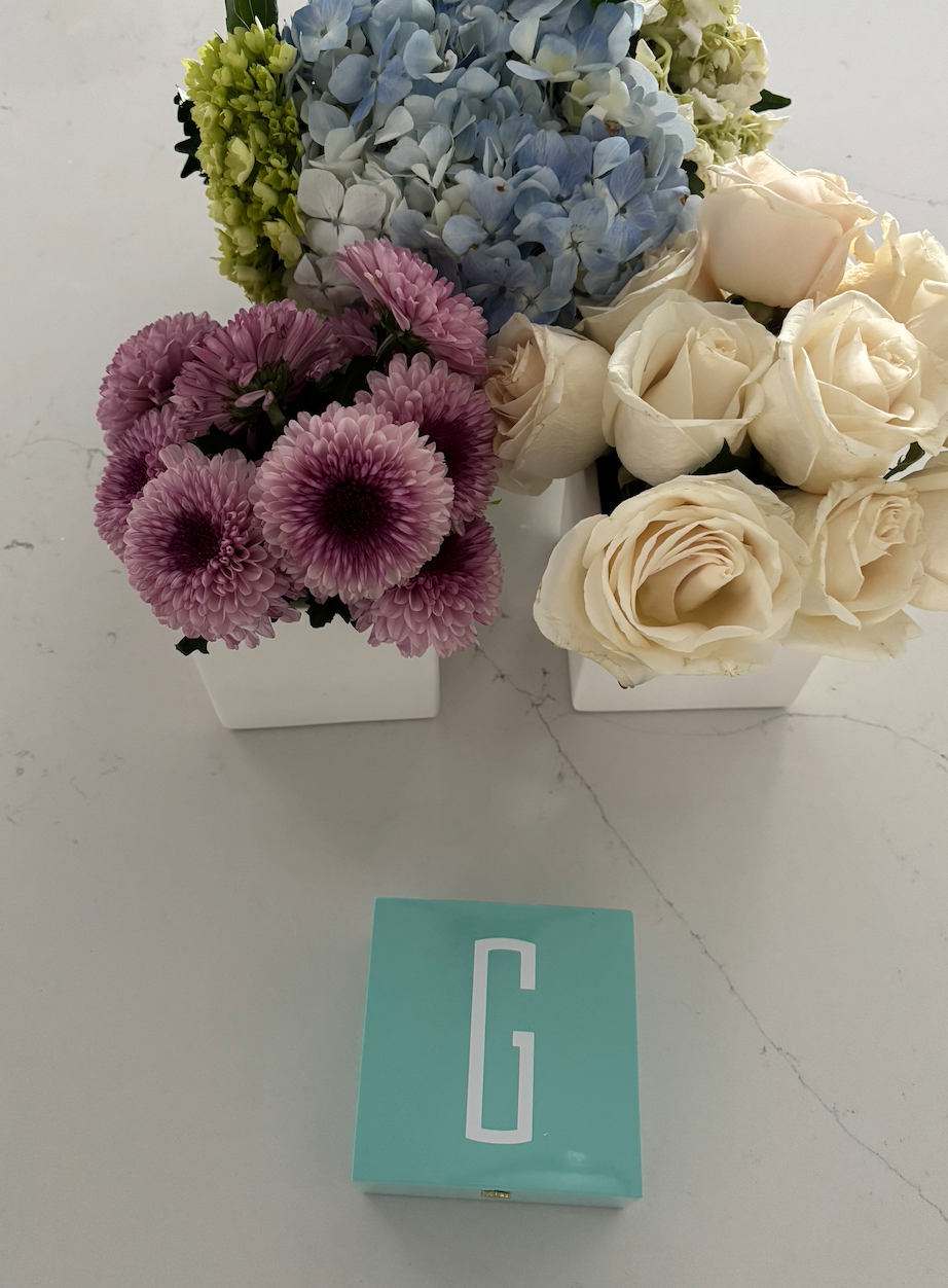 Personalized  4" x 4" bright turquoise keepsake box -modern monogram or name