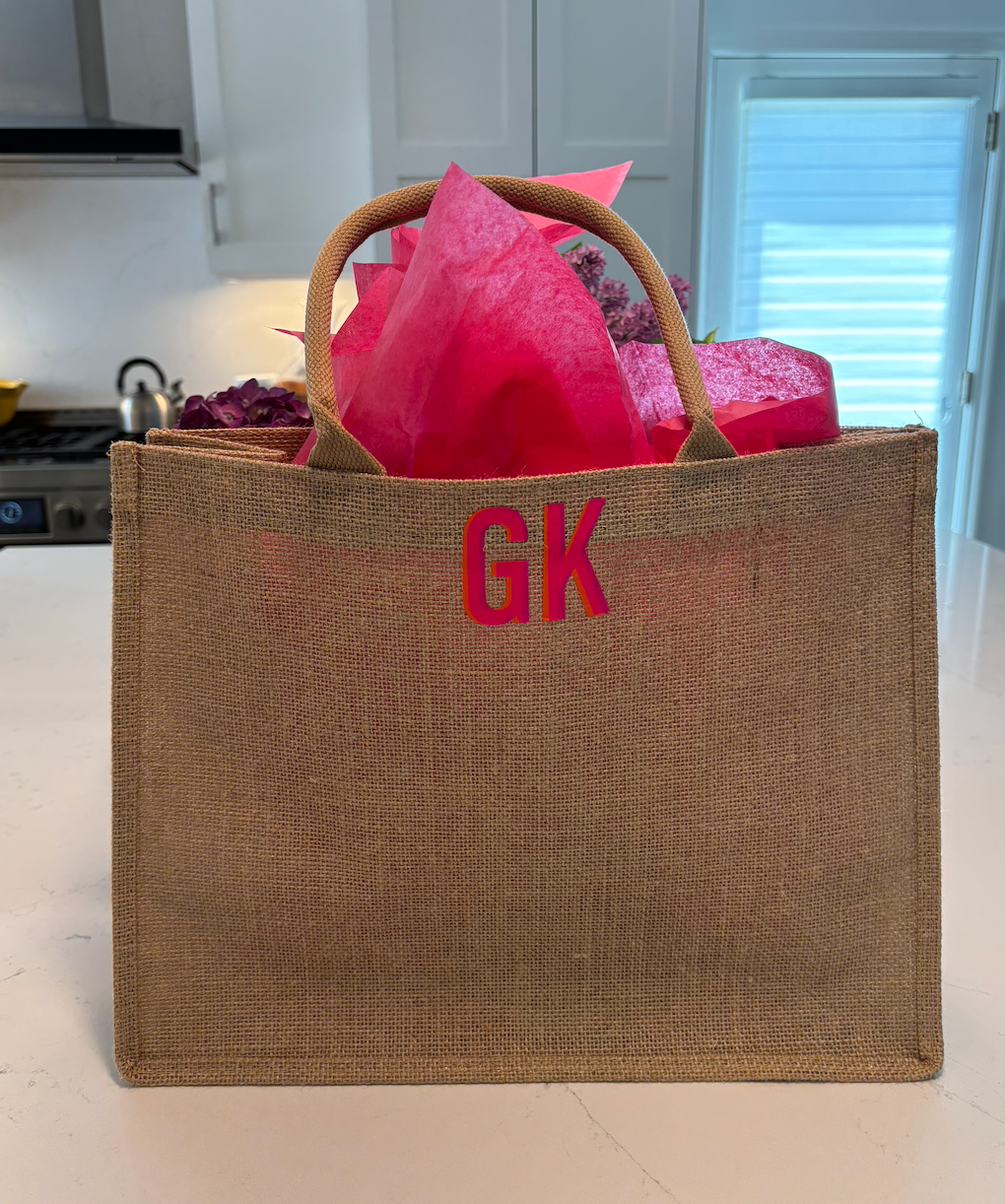 Personalized raffia beach bag 11" x 15" x 5"