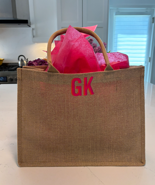 Personalized raffia beach bag 11" x 15" x 5"
