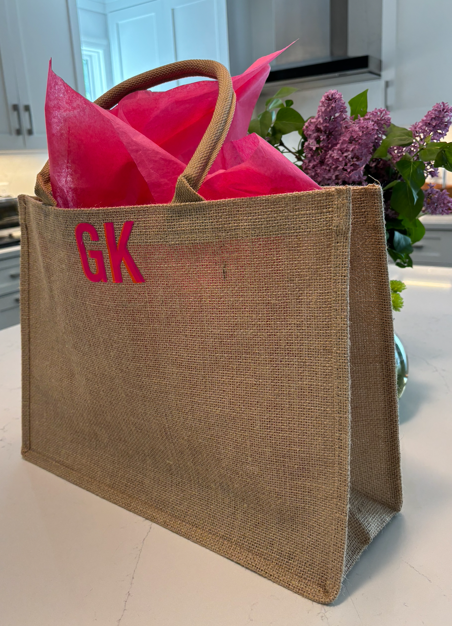 Personalized raffia beach bag 11" x 15" x 5"
