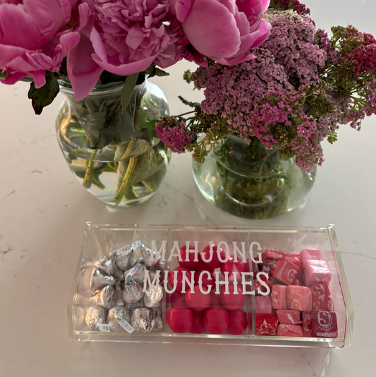 acrylic 3 compartment MAHJONG MUNCHIES box (candy included)