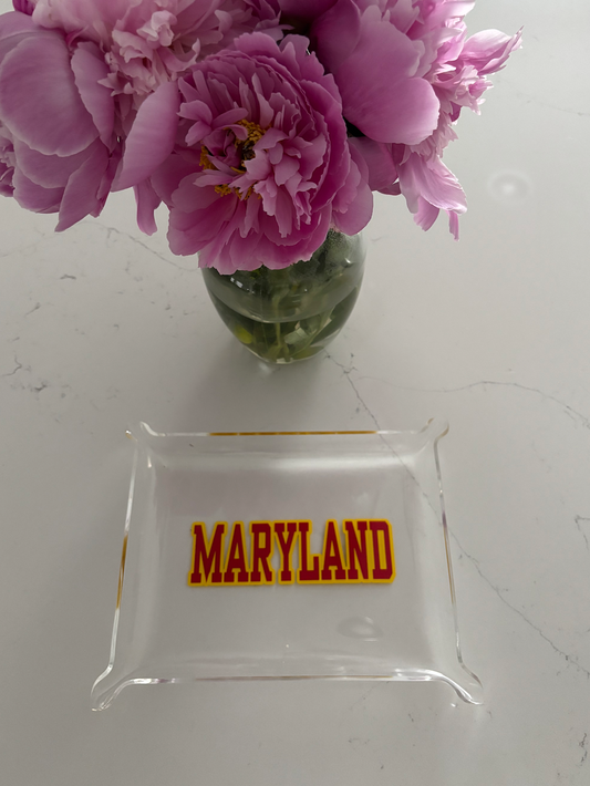 Personalized 6" x 8" acrylic Pinch Tray with your college in bold permanent vinyl