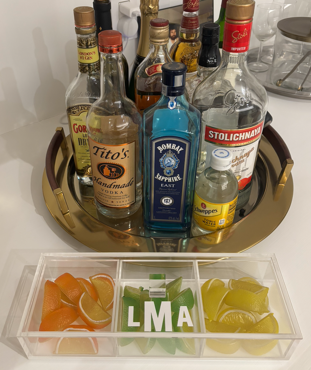 Personalized 3 section clear acrylic serving tray,  sections are removable