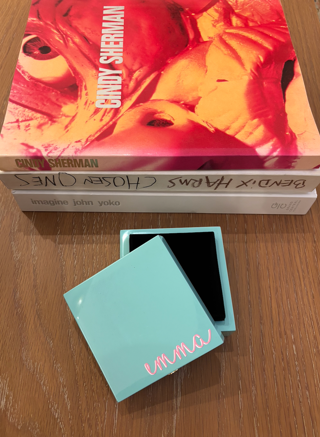 Personalized  4" x 4" bright turquoise keepsake box -modern monogram or name
