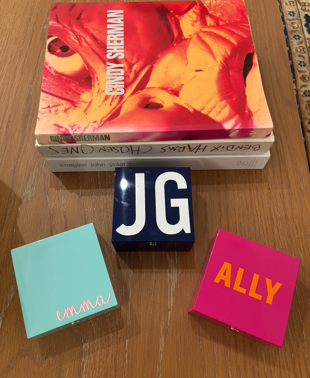 Personalized  4" x 4" bright fuschia keepsake box with monogram or name