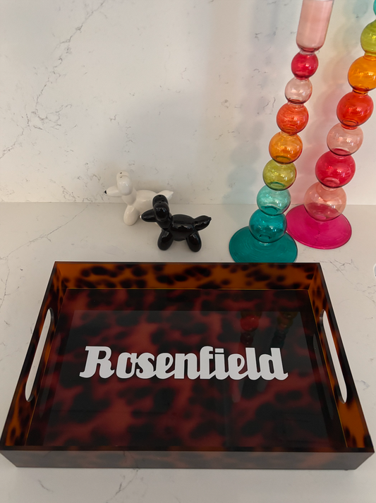 Personalized 8” x 12” acrylic tortoise tray - last name