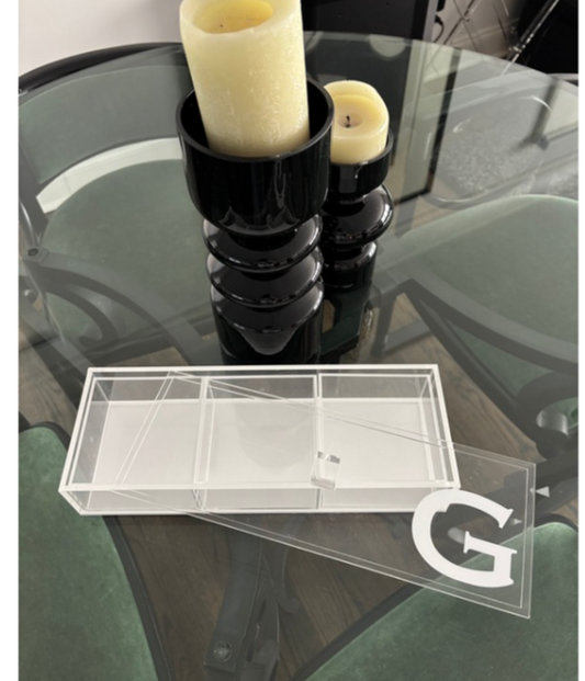 Personalized 3 section clear acrylic serving tray, sold without the candy , sections are removable