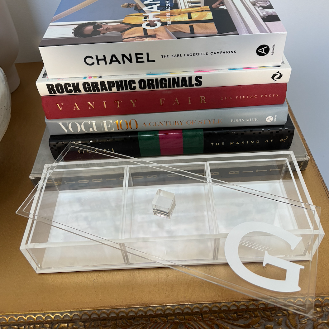 Personalized 3 section clear acrylic serving tray, sold without the candy , sections are removable