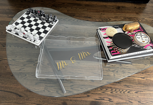 Personalized 12" x 16" clear scalloped edge acrylic tray