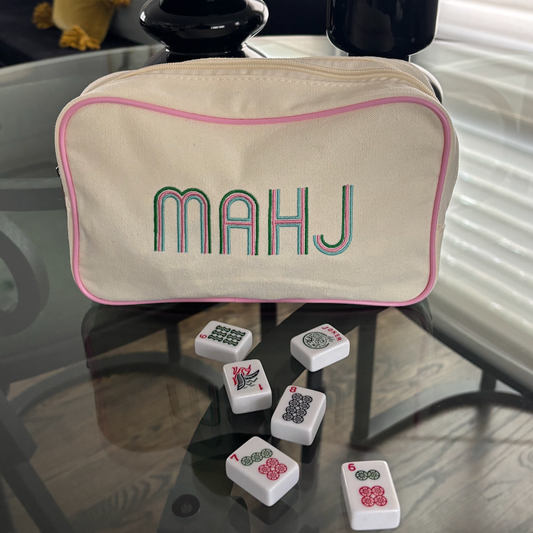 Ivory canvas mahjong tile bag (tiles not included)