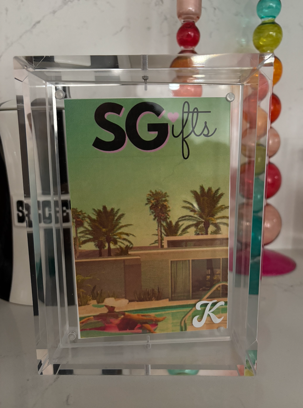 Personalized 5" x 7" clear swivel acrylic magnetic frame