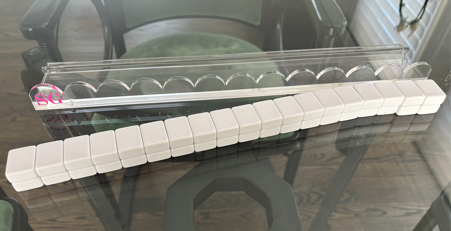 Personalized clear acrylic 17.5" scalloped edge mahjong racks- set of 4