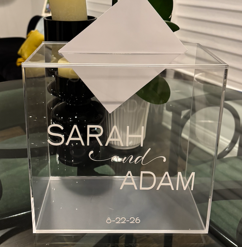 Personalized 10"x 10" x 5.5" clear acrylic card box