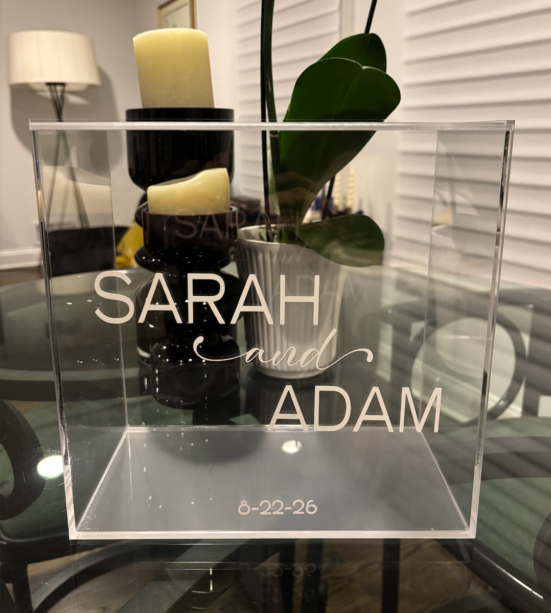 Personalized 10"x 10" x 5.5" clear acrylic card box