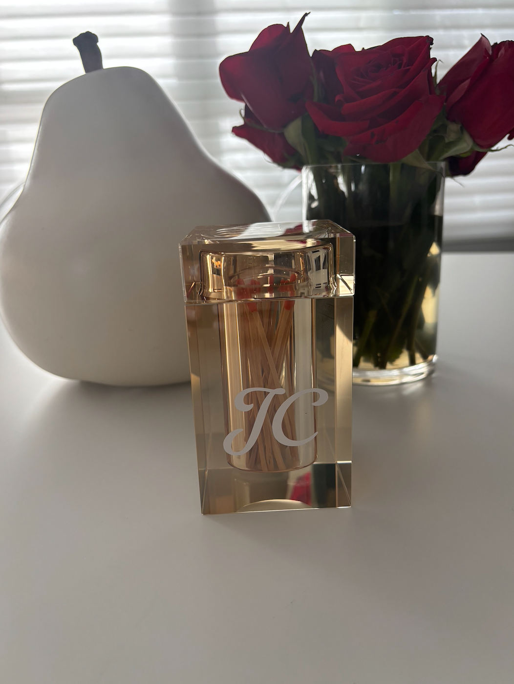 Personalized amber crystal match holder /hostess gift  (matches not included)