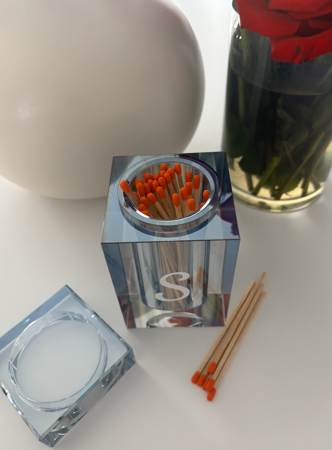Personalized blue crystal match holder /hostess gift  (matches not included)