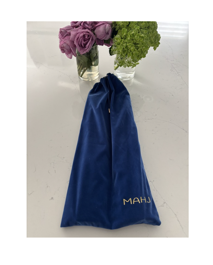 Velvet drawstring mahjong rack storage bag/navy