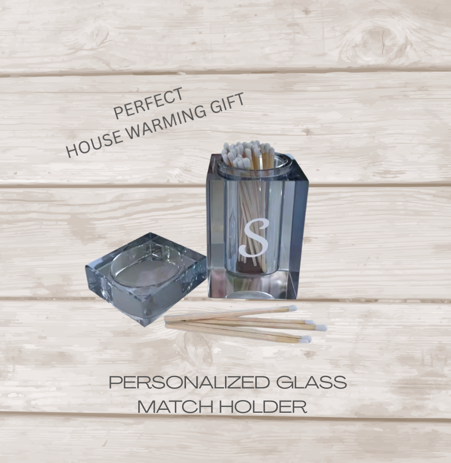 Personalized blue crystal match holder /hostess gift  (matches not included)