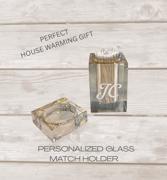 Personalized amber crystal match holder /hostess gift  (matches not included)