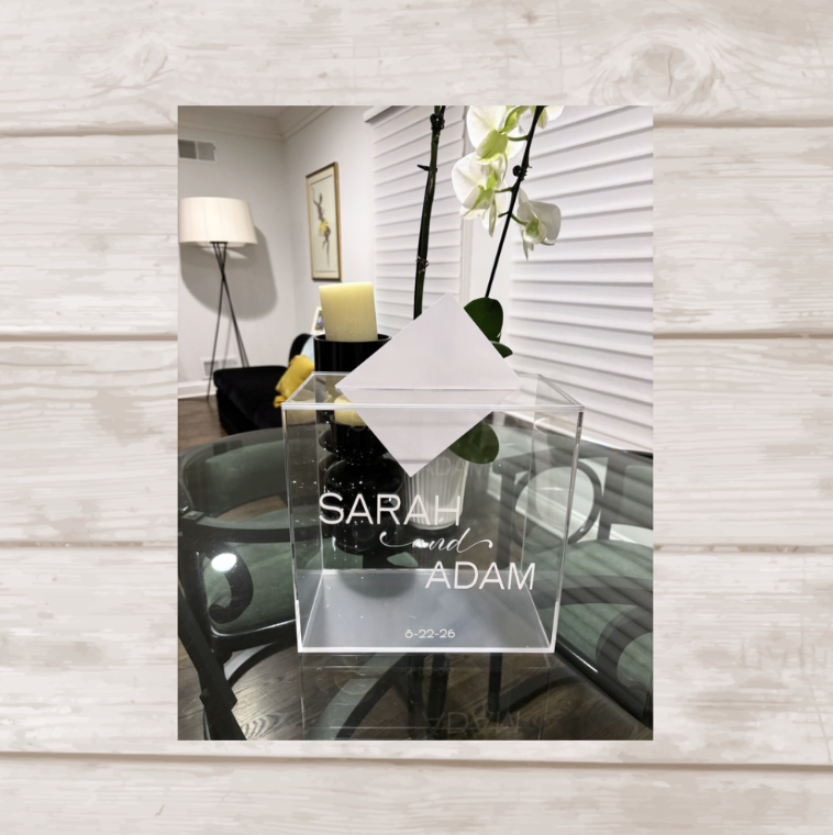 Personalized 10"x 10" x 5.5" clear acrylic card box