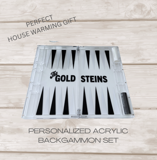 Personalized acrylic backgammon set - black and white