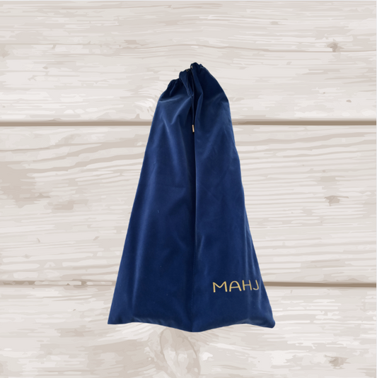 Velvet drawstring mahjong rack storage bag/navy