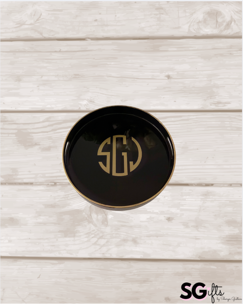 Personalized round tray - modern monogram