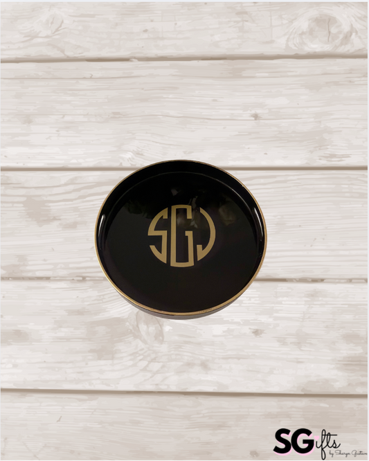 Personalized round tray - modern monogram