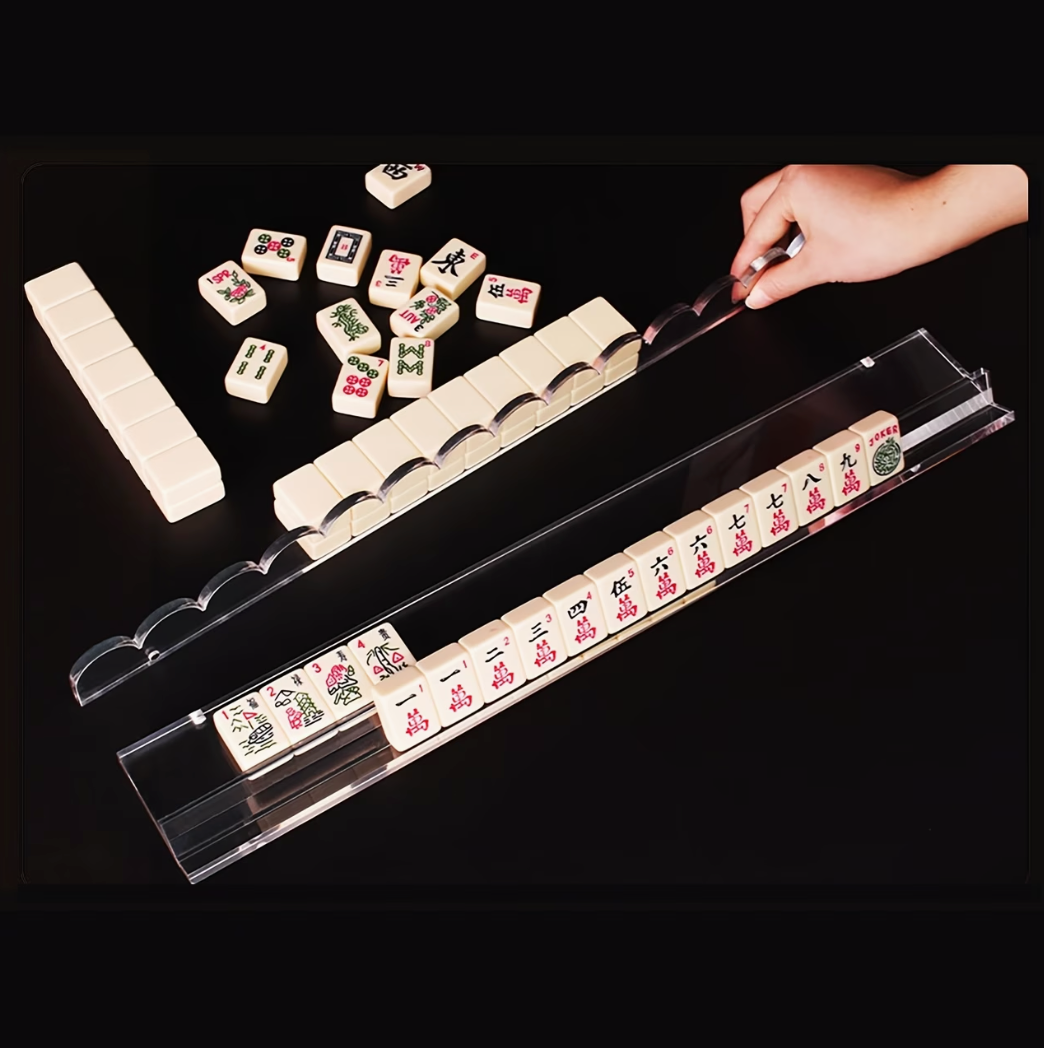 Clear acrylic 17.5" scalloped edge mahjong racks- set of 4
