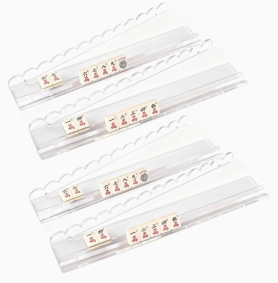 Clear acrylic 17.5" scalloped edge mahjong racks- set of 4