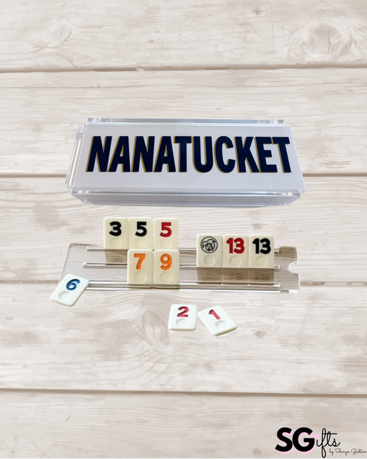 Personalized acrylic rummikub set - opaque white