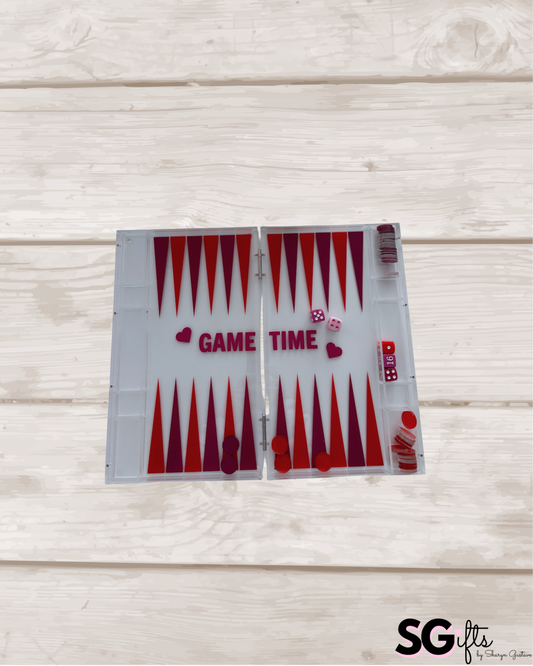 Personalized acrylic backgammon set - smaller size / good for travel