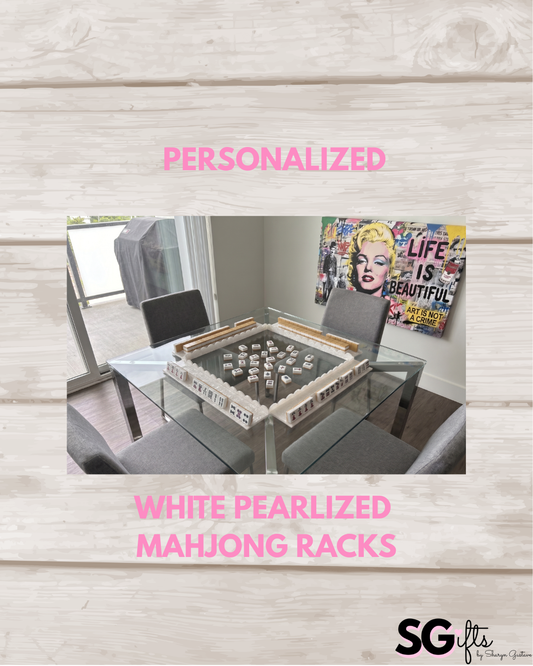pearl white thick acrylic 17.5" scalloped edge mahjong racks- set of 4