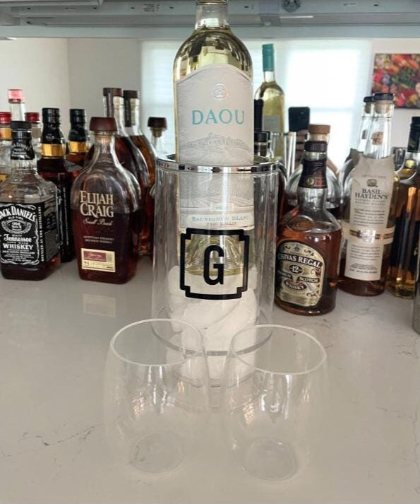 Personalized clear acrylic 4" x 9"  personalized wine chiller