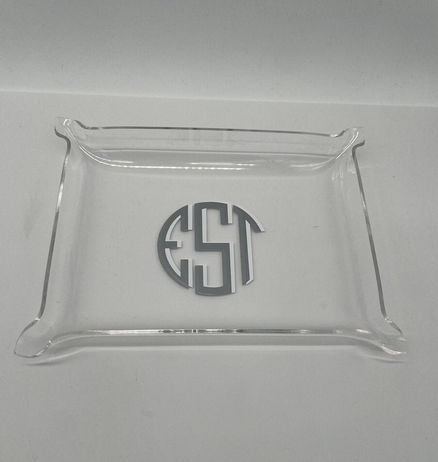 personalized classic 6" x 8" modern monogrammed acrylic pinch tray