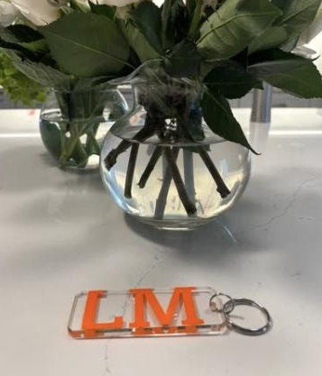 Personalized acrylic rectangle 2 letter monogram keychain